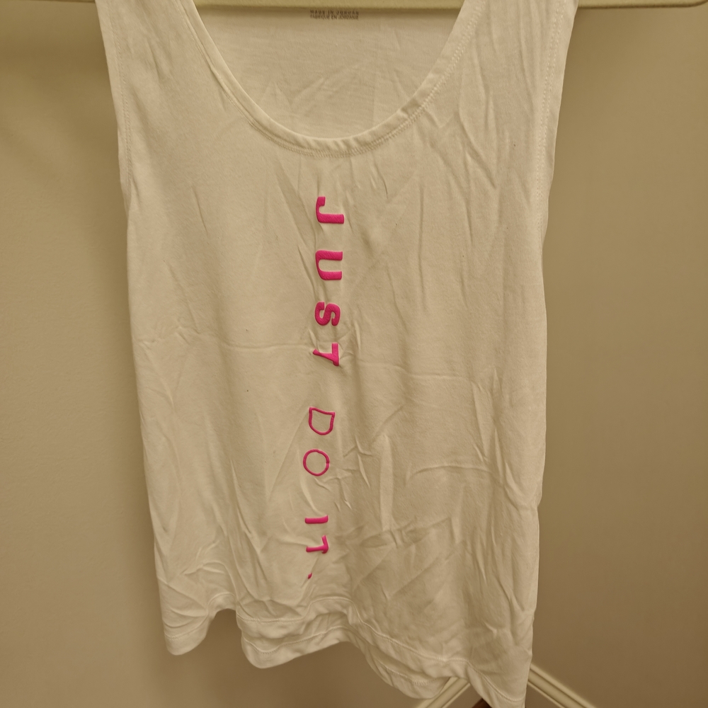 Nike Women's White Tank Top with Pink Accents